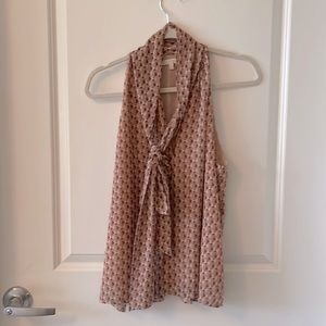 Pink And beigh geometric, print top size medium with front tie